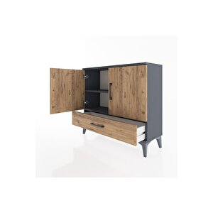 Arges Şifonyer 2 Raflı Tek Çekmeceli 2 Kapaklı 88x30x80 Antrasit-çam