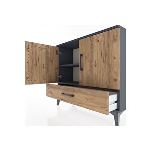 Arges Şifonyer 2 Raflı Tek Çekmeceli 2 Kapaklı 88x30x80 Antrasit-çam