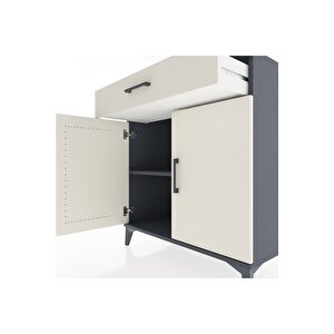 Hyperion Şifonyer Tek Raflı Tek Çekmeceli 2 Kapaklı 88x44x96 Antrasit-aytaşı