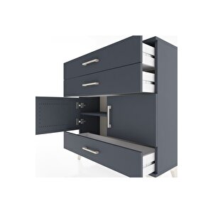 Arges Şifonyer 2 Raflı 3 Çekmeceli 2 Kapaklı 88x30x96 Antrasit-antrasit