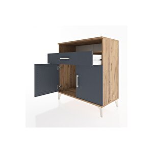 Hyperion Şifonyer Tek Çekmeceli 2 Kapaklı 88x44x96 Çam-antrasit