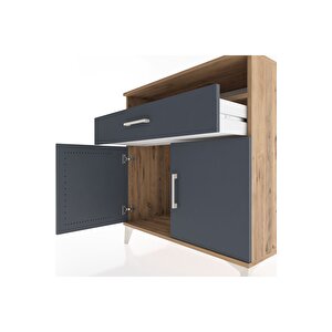 Hyperion Şifonyer Tek Çekmeceli 2 Kapaklı 88x44x96 Çam-antrasit