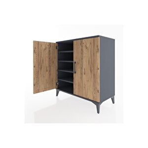 Hyperion Şifonyer 4 Raflı 2 Kapaklı 88x44x96 Antrasit-çam