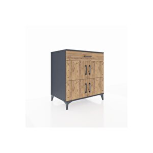 Kronos Şifonyer 3 Raflı Tek Çekmeceli 4 Kapaklı 88x59x96 Antrasit-çam