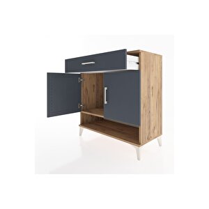 Hyperion Şifonyer Tek Raflı Tek Çekmeceli 2 Kapaklı 88x44x96 Çam-antrasit