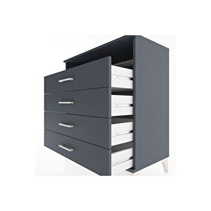 Hyperion Şifonyer Tek Raflı 4 Çekmeceli 88x44x96 Antrasit-antrasit