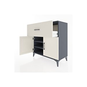 Hyperion Şifonyer 2 Raflı Tek Çekmeceli 2 Kapaklı 88x44x96 Antrasit-aytaşı