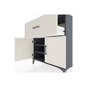 Hyperion Şifonyer 2 Raflı Tek Çekmeceli 2 Kapaklı 88x44x96 Antrasit-aytaşı