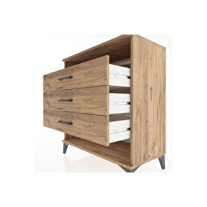 Hyperion Şifonyer Tek Raflı 3 Çekmeceli 88x44x96 Çam-çam