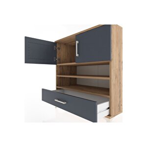 Hyperion Şifonyer 3 Raflı Tek Çekmeceli 2 Kapaklı 88x44x96 Çam-antrasit