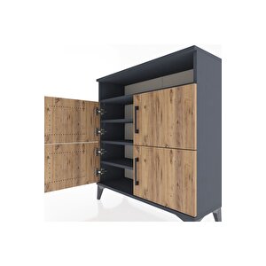 Arges Şifonyer 4 Raflı 4 Kapaklı 88x30x96 Antrasit-çam