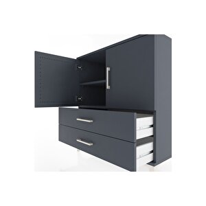 Hyperion Şifonyer 2 Raflı 2 Çekmeceli 2 Kapaklı 88x44x96 Antrasit-antrasit