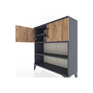 Arges Şifonyer 3 Raflı 2 Kapaklı 88x30x96 Antrasit-çam