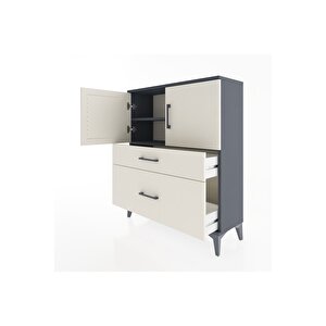 Arges Şifonyer 2 Raflı 2 Çekmeceli 2 Kapaklı 88x30x106 Antrasit-aytaşı