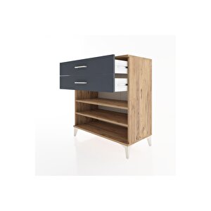 Hyperion Şifonyer 2 Raflı 2 Çekmeceli 88x44x96 Çam-antrasit