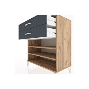 Hyperion Şifonyer 2 Raflı 2 Çekmeceli 88x44x96 Çam-antrasit