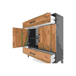 Arges Şifonyer 2 Raflı 2 Çekmeceli 2 Kapaklı 88x30x96 Antrasit-çam