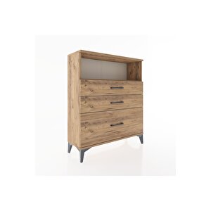 Arges Şifonyer Tek Raflı 3 Çekmeceli 88x30x106 Çam-çam