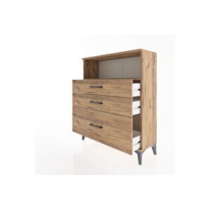 Arges Şifonyer Tek Raflı 3 Çekmeceli 88x30x106 Çam-çam
