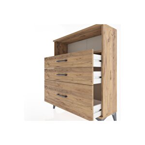 Arges Şifonyer Tek Raflı 3 Çekmeceli 88x30x106 Çam-çam