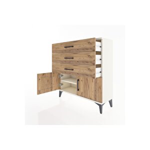 Arges Şifonyer Tek Raflı 3 Çekmeceli 2 Kapaklı 88x30x96 Aytaşı-çam