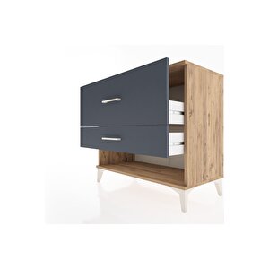 Hyperion Şifonyer 2 Çekmeceli 88x44x80 Çam-antrasit