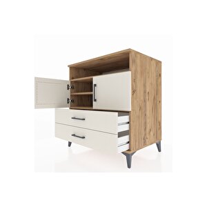 Kronos Şifonyer 3 Raflı 2 Çekmeceli 2 Kapaklı 88x59x96 Çam-aytaşı