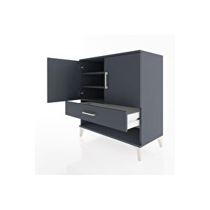 Hyperion Şifonyer 3 Raflı Tek Çekmeceli 2 Kapaklı 88x44x96 Antrasit-antrasit