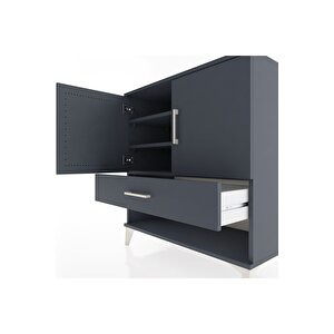 Hyperion Şifonyer 3 Raflı Tek Çekmeceli 2 Kapaklı 88x44x96 Antrasit-antrasit
