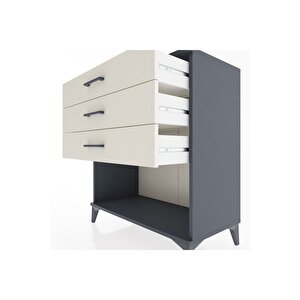 Hyperion Şifonyer 3 Çekmeceli 88x44x96 Antrasit-aytaşı