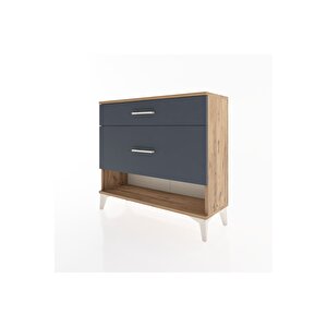 Arges Şifonyer 2 Çekmeceli 88x30x80 Çam-antrasit