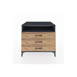 Kronos Şifonyer Tek Raflı 3 Çekmeceli 88x59x80 Antrasit-çam