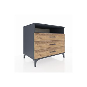 Kronos Şifonyer Tek Raflı 3 Çekmeceli 88x59x80 Antrasit-çam