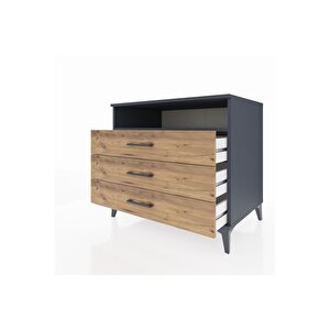 Kronos Şifonyer Tek Raflı 3 Çekmeceli 88x59x80 Antrasit-çam