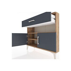 Arges Şifonyer 2 Raflı Tek Çekmeceli 2 Kapaklı 88x30x80 Çam-antrasit