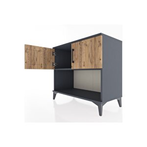 Hyperion Şifonyer Tek Raflı 2 Kapaklı 88x44x80 Antrasit-çam