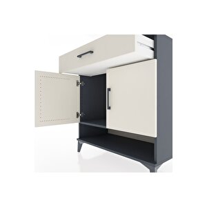 Hyperion Şifonyer Tek Raflı Tek Çekmeceli 2 Kapaklı 88x44x96 Antrasit-aytaşı