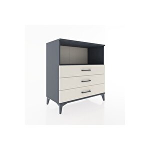 Hyperion Şifonyer Tek Raflı 3 Çekmeceli 88x44x96 Antrasit-aytaşı