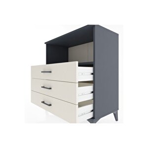 Hyperion Şifonyer Tek Raflı 3 Çekmeceli 88x44x96 Antrasit-aytaşı