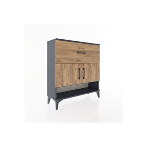 Arges Şifonyer 2 Raflı Tek Çekmeceli 2 Kapaklı 88x30x96 Antrasit-çam