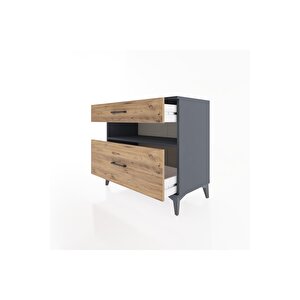 Hyperion Şifonyer Tek Raflı 2 Çekmeceli 88x44x80 Antrasit-çam