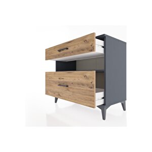 Hyperion Şifonyer Tek Raflı 2 Çekmeceli 88x44x80 Antrasit-çam