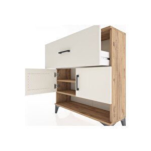 Arges Şifonyer 2 Raflı Tek Çekmeceli 2 Kapaklı 88x30x96 Çam-aytaşı
