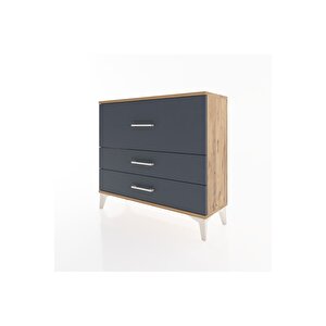 Arges Şifonyer 3 Çekmeceli 88x30x80 Çam-antrasit