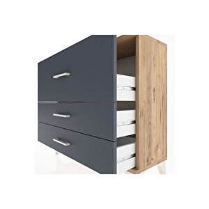 Arges Şifonyer 3 Çekmeceli 88x30x80 Çam-antrasit