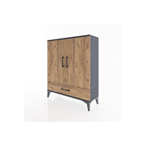 Arges Şifonyer 2 Raflı Tek Çekmeceli 2 Kapaklı 88x30x106 Antrasit-çam