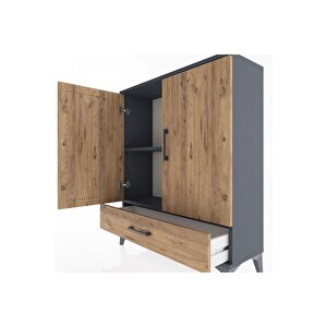 Arges Şifonyer 2 Raflı Tek Çekmeceli 2 Kapaklı 88x30x106 Antrasit-çam