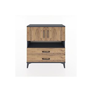 Arges Şifonyer 3 Raflı 2 Çekmeceli 2 Kapaklı 88x30x96 Antrasit-çam