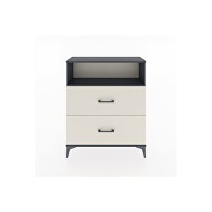 Arges Şifonyer Tek Raflı 2 Çekmeceli 88x30x106 Antrasit-aytaşı