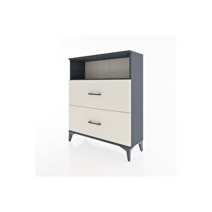 Arges Şifonyer Tek Raflı 2 Çekmeceli 88x30x106 Antrasit-aytaşı